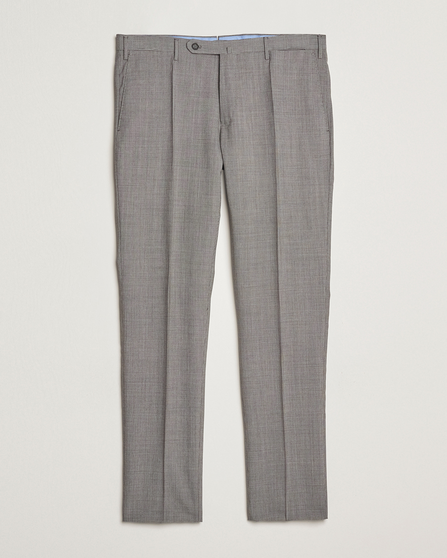 Herr | Byxor | Incotex | Slim Fit Micro Houndstooth Wool Trousers Light Grey