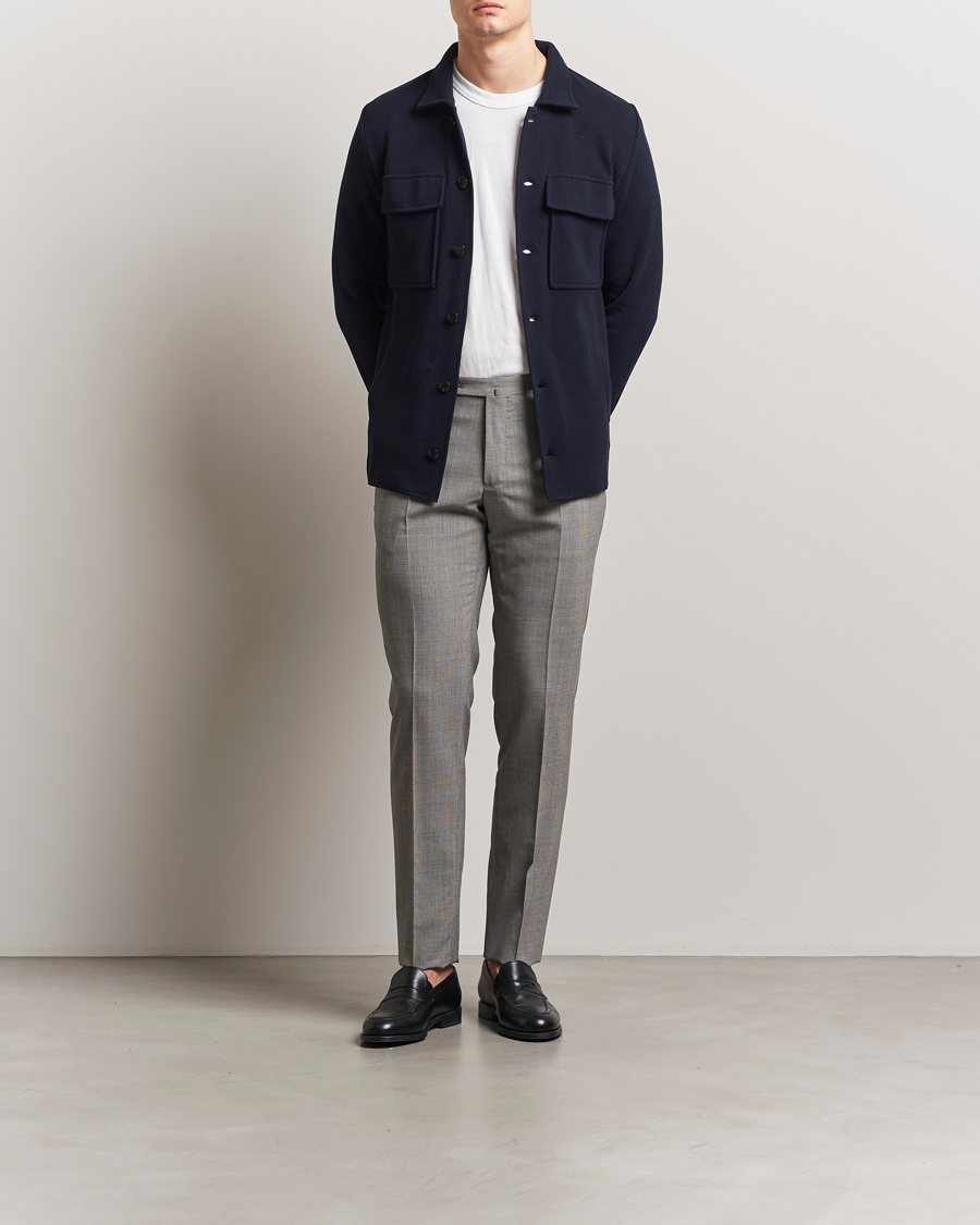 Herr | Byxor | Incotex | Slim Fit Micro Houndstooth Wool Trousers Light Grey