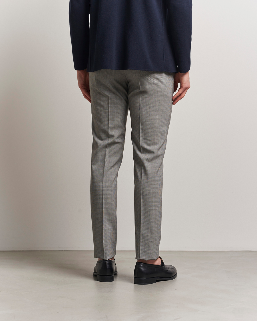Herr | Byxor | Incotex | Slim Fit Micro Houndstooth Wool Trousers Light Grey