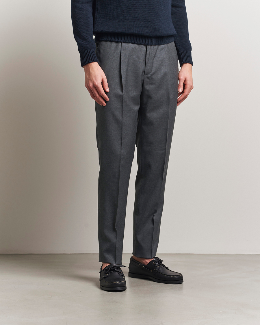 Herr | Byxor | Incotex | Drawstring Super 100s Wool Pants Medium Grey
