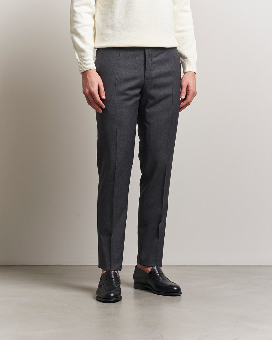 Herr | Byxor | Incotex | Slim Fit Super 100s Wool Trousers Medium Grey