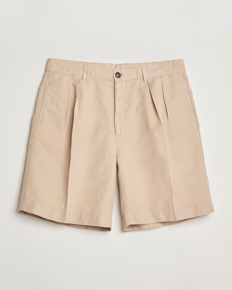 Herr | Shorts | Incotex | Pleated Chinolino Shorts Beige