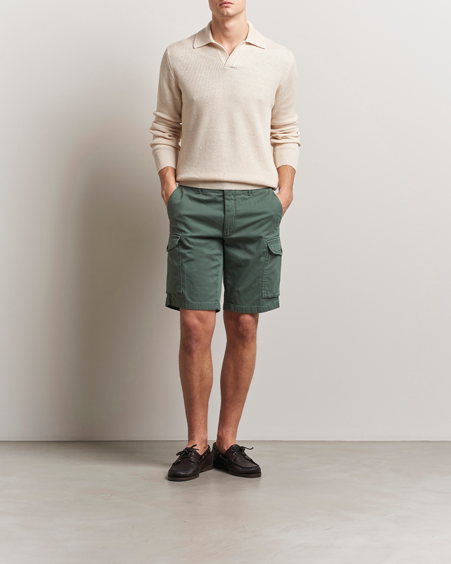 Herr | Shorts | Incotex | Cotton Cargo Shorts Bottle Green
