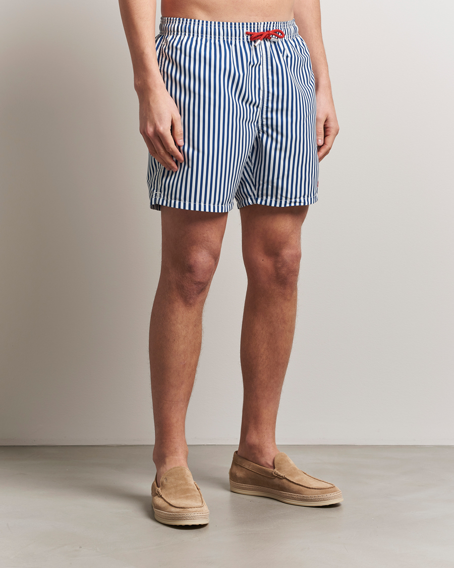 Herr | Badbyxor | MC2 Saint Barth | Printed Nylon Swim Shorts Dark Blue Stripes