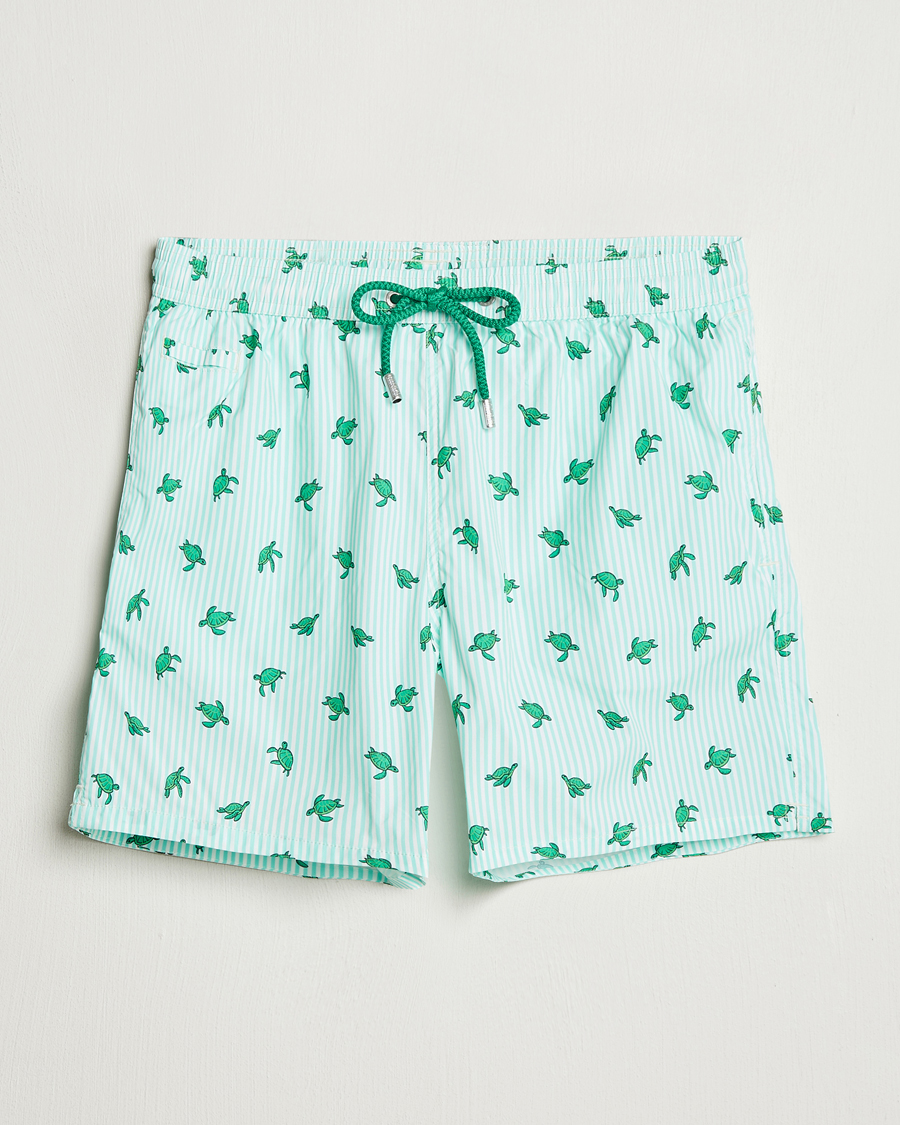 Herr | Badbyxor | MC2 Saint Barth | Printed Nylon Swim Shorts Green Turtle Stripes