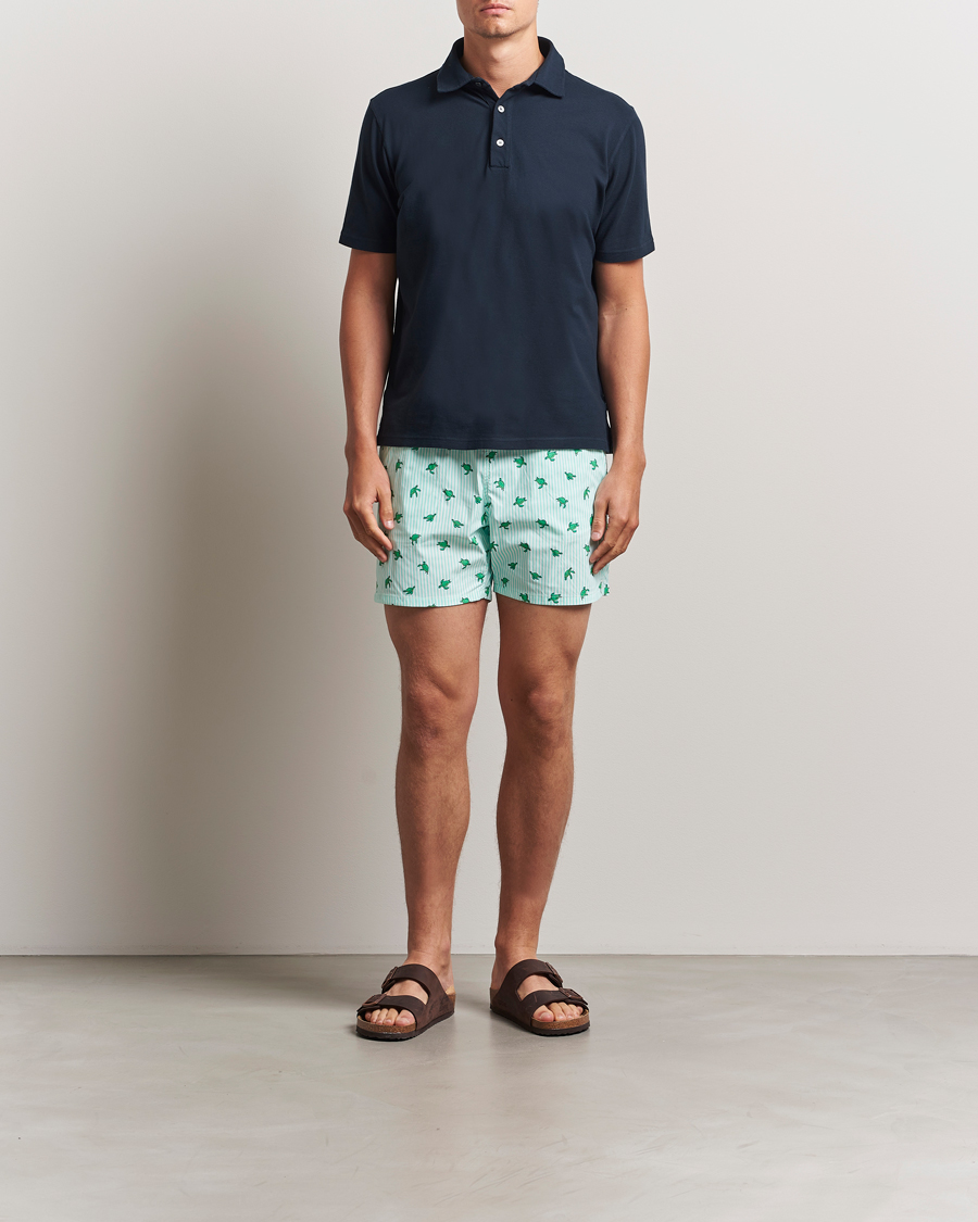 Herr | Badbyxor | MC2 Saint Barth | Printed Nylon Swim Shorts Green Turtle Stripes