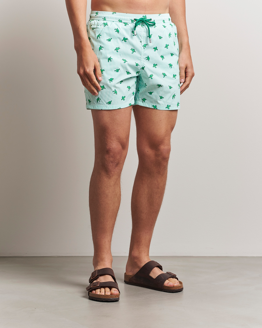 Herr | Badbyxor | MC2 Saint Barth | Printed Nylon Swim Shorts Green Turtle Stripes
