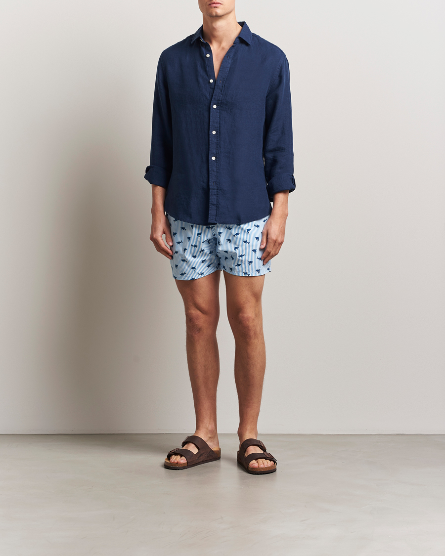 Herr | Badbyxor | MC2 Saint Barth | Printed Swim Shorts Blue Shark Trouble Stripes