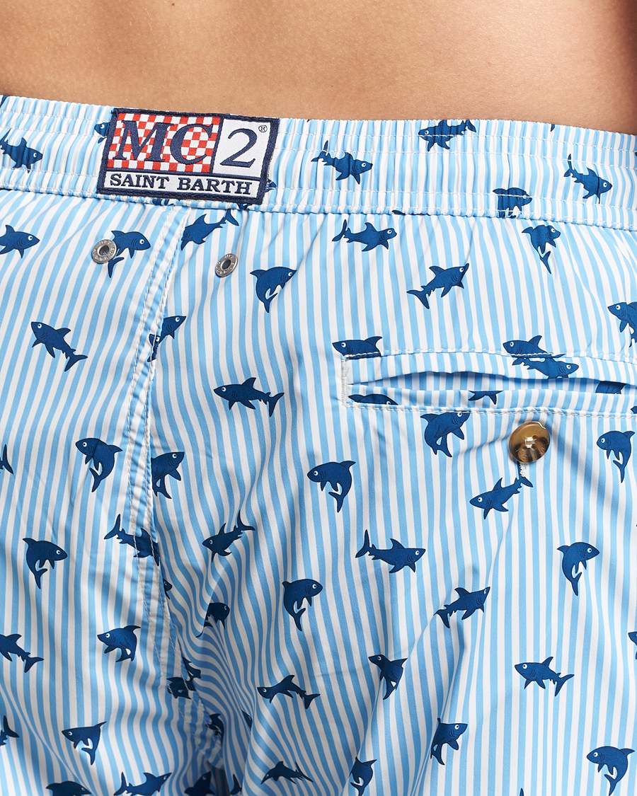 Herr | Badbyxor | MC2 Saint Barth | Printed Swim Shorts Blue Shark Trouble Stripes