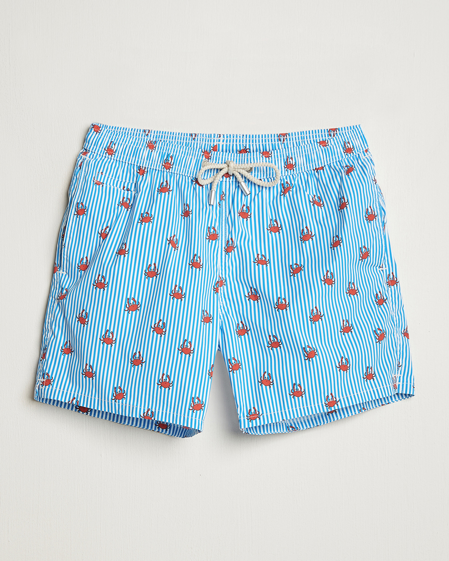 Herr | Badbyxor | MC2 Saint Barth | Printed Nylon Swim Shorts Blue Crab Stripes