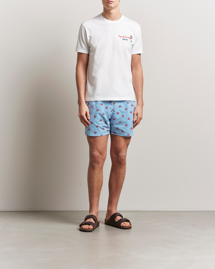 Herr | Badbyxor | MC2 Saint Barth | Printed Nylon Swim Shorts Blue Crab Stripes