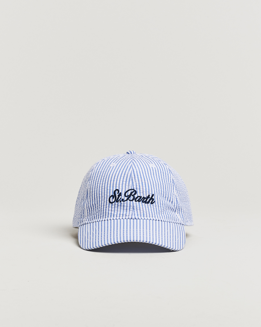 Herr | Hattar & kepsar | MC2 Saint Barth | Seersucker Baseball Cap Blue Stripes