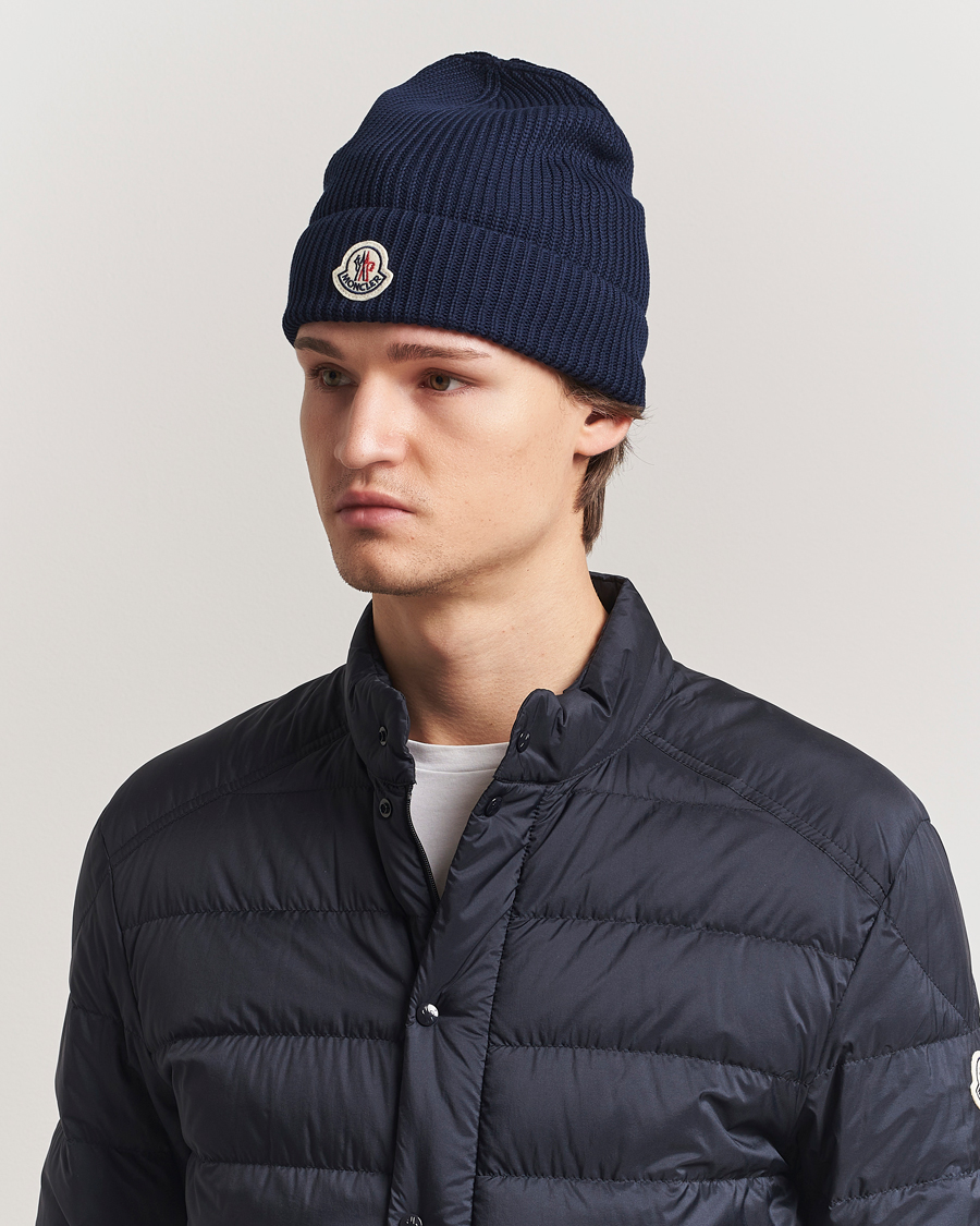 Herr | Mössor | Moncler | Ribbed Wool Beanie Navy
