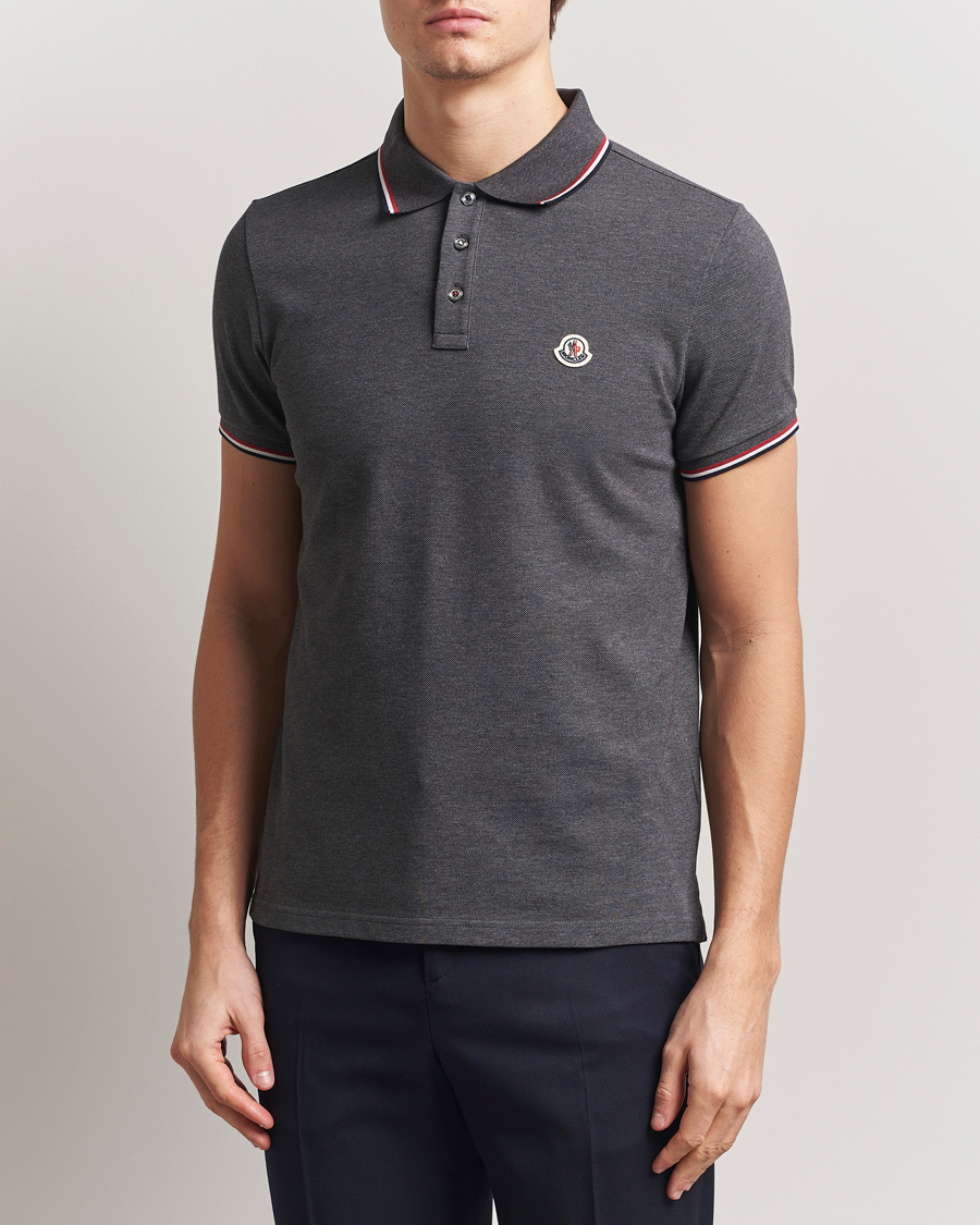 Herr | Pikéer | Moncler | Contrast Rib Polo Dark Grey
