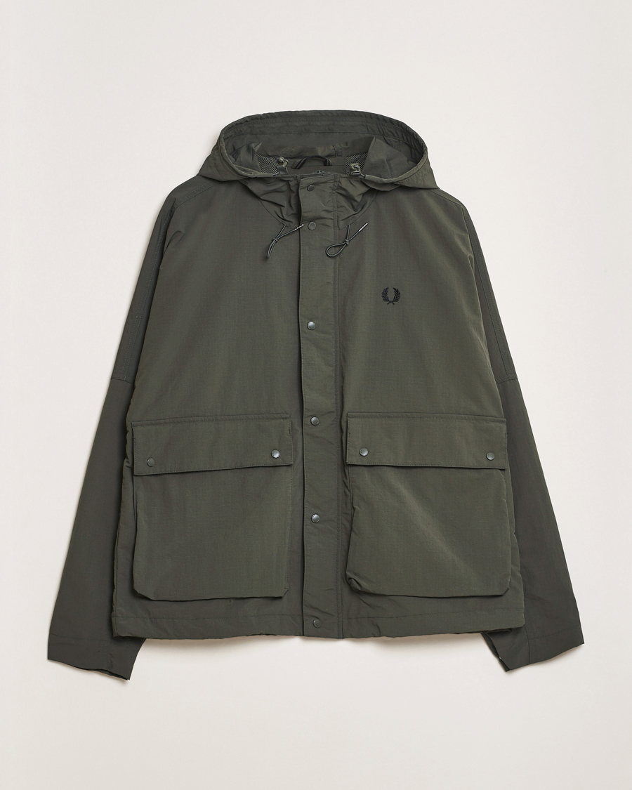 Herr | Jackor | Fred Perry | Cropped Hooded Fishing Parka Field Green