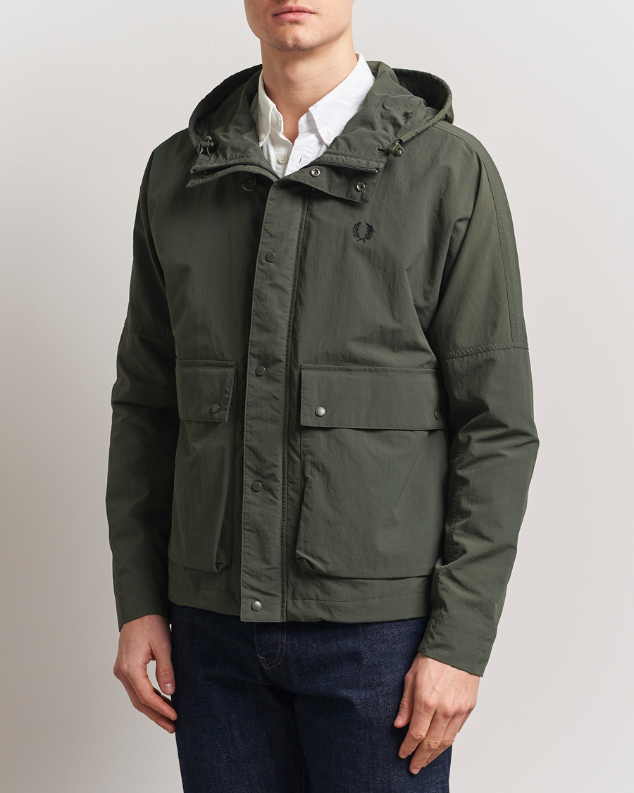 Herr | Jackor | Fred Perry | Cropped Hooded Fishing Parka Field Green