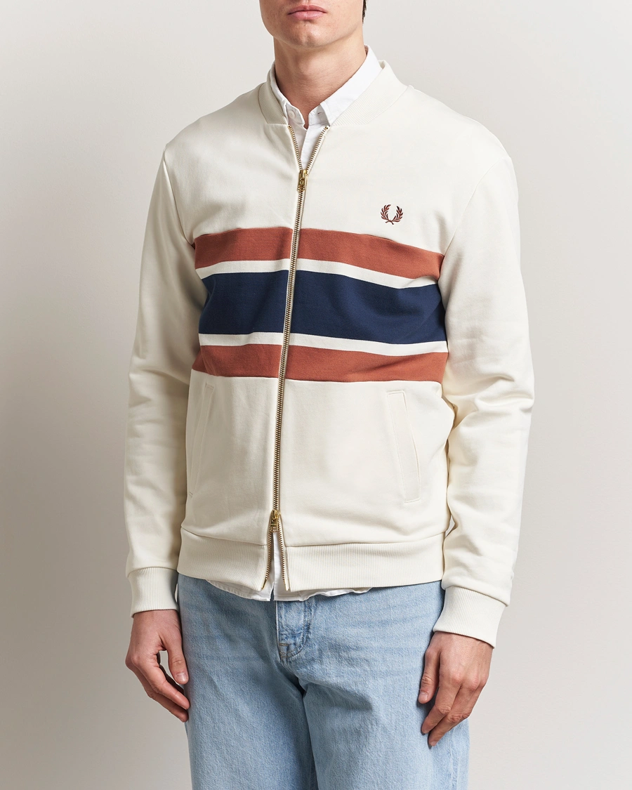 Herr | Tröjor | Fred Perry | Paneled Full Zip Sweatshirt Light Ecru