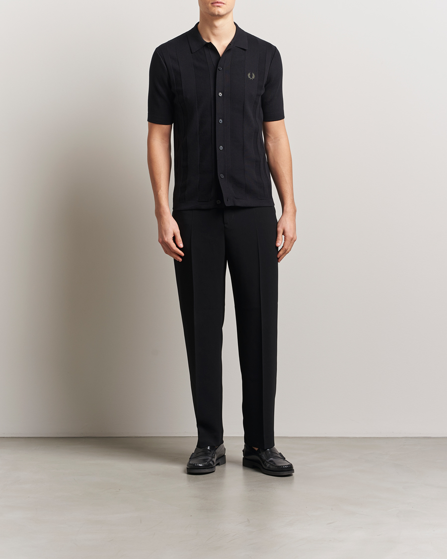 Herr | Skjortor | Fred Perry | Knitted Short Sleeve Shirt Black