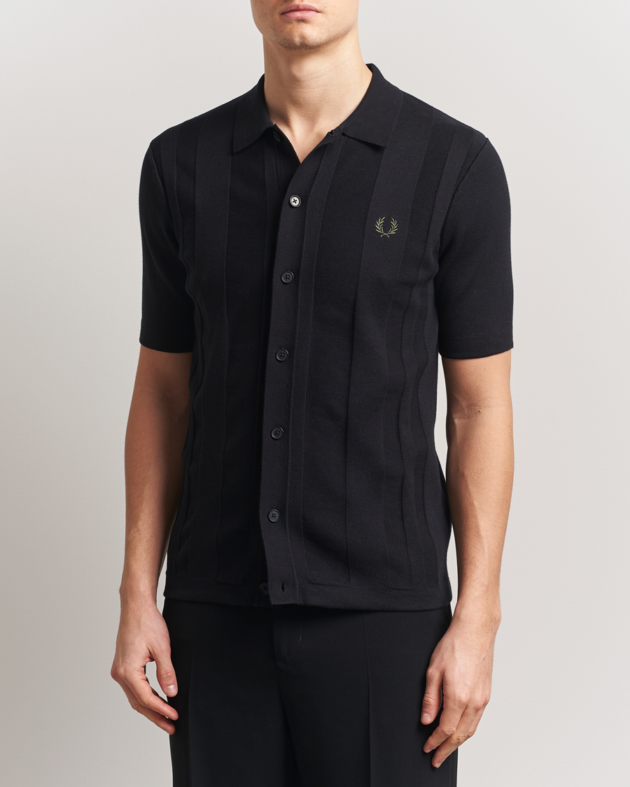 Herr | Skjortor | Fred Perry | Knitted Short Sleeve Shirt Black