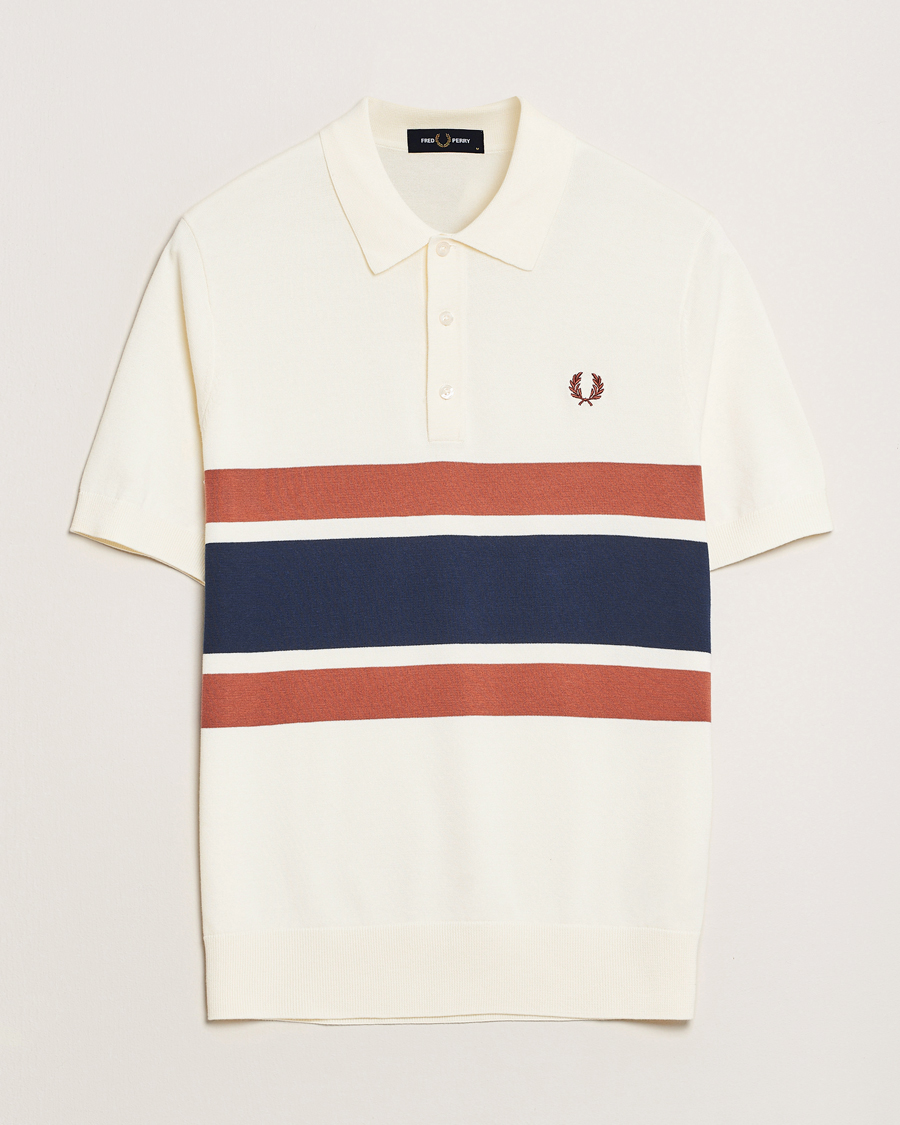 Herr | Pikéer | Fred Perry | Paneled Knitted Polo Light Ecru