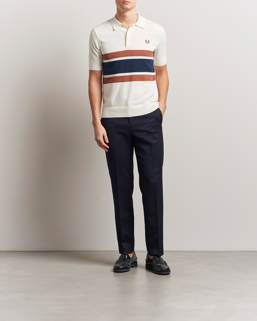 Herr | Pikéer | Fred Perry | Paneled Knitted Polo Light Ecru