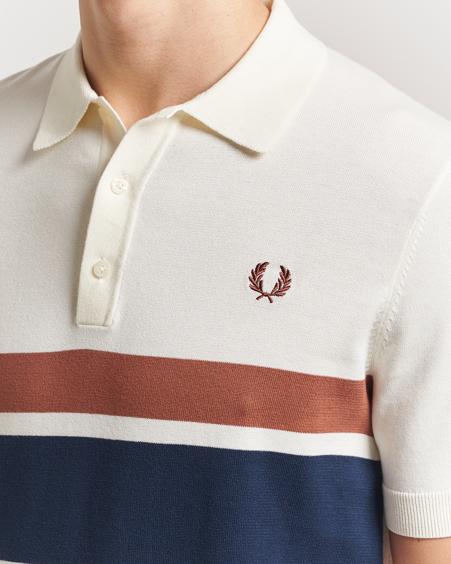 Herr | Pikéer | Fred Perry | Paneled Knitted Polo Light Ecru