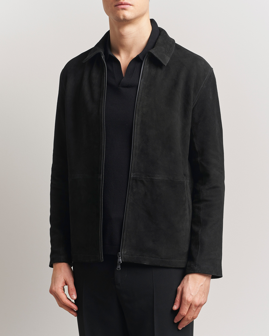 Herr | Jackor | J.Lindeberg | Jonah Suede Overshirt Black