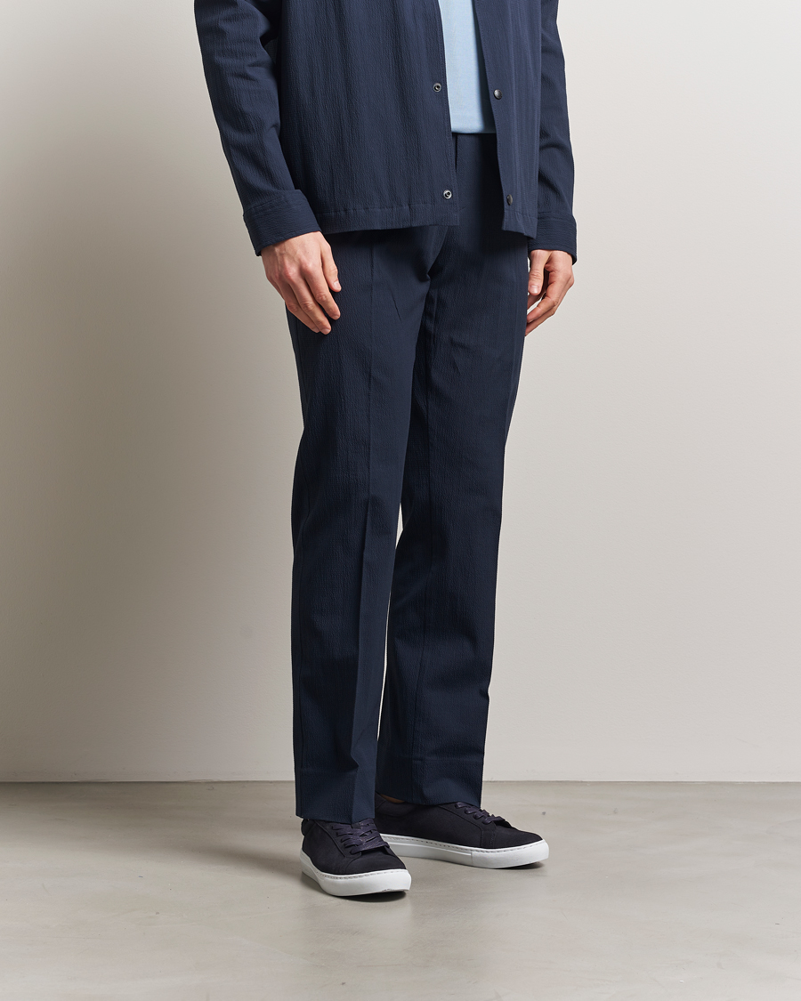 Herr | Byxor | J.Lindeberg | Dropper Seersucker Pants Navy