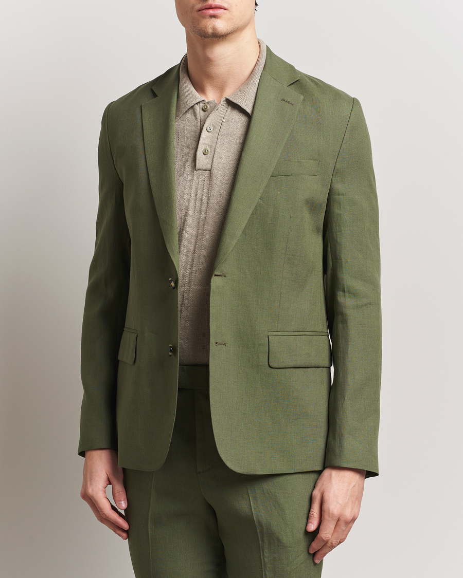Herr | Kavajer | J.Lindeberg | Elton Unlined Super Linen Blazer Olivinie