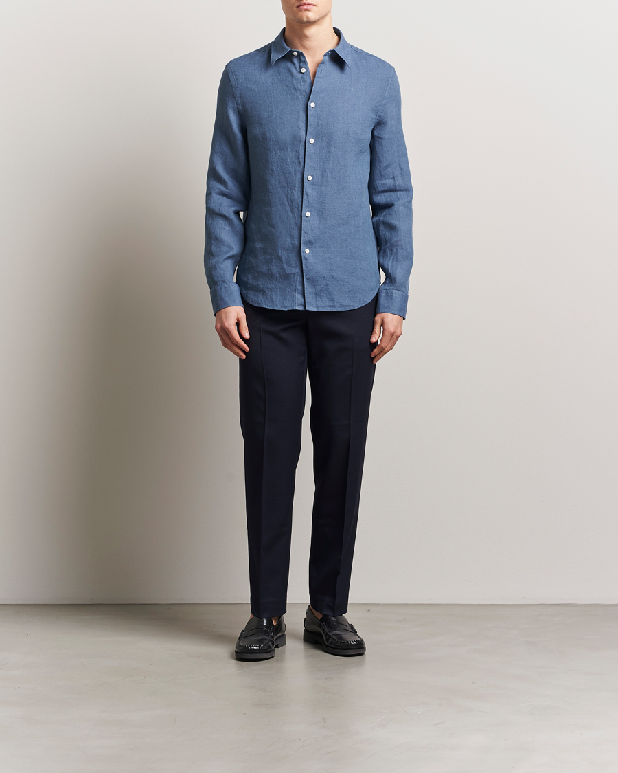 Herr | Skjortor | J.Lindeberg | Slim Linen Melange Shirt Rain Washed