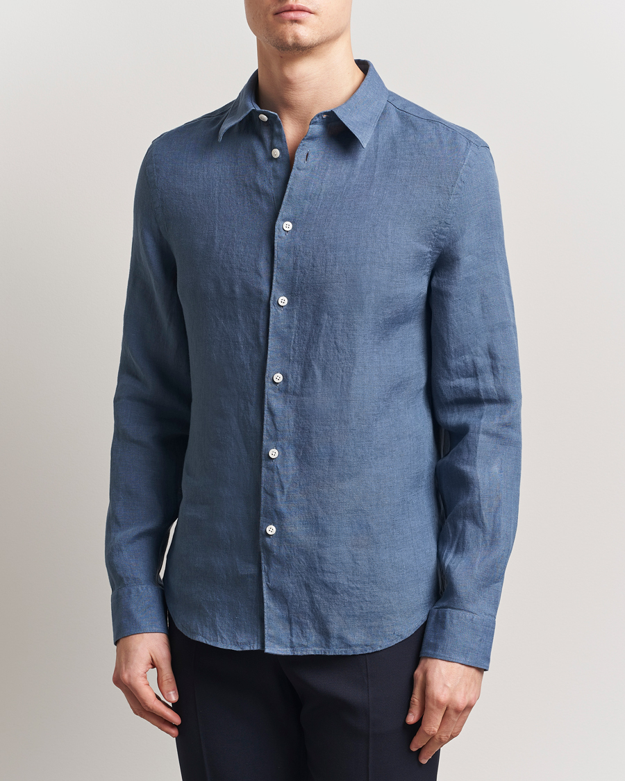 Herr | Skjortor | J.Lindeberg | Slim Linen Melange Shirt Rain Washed