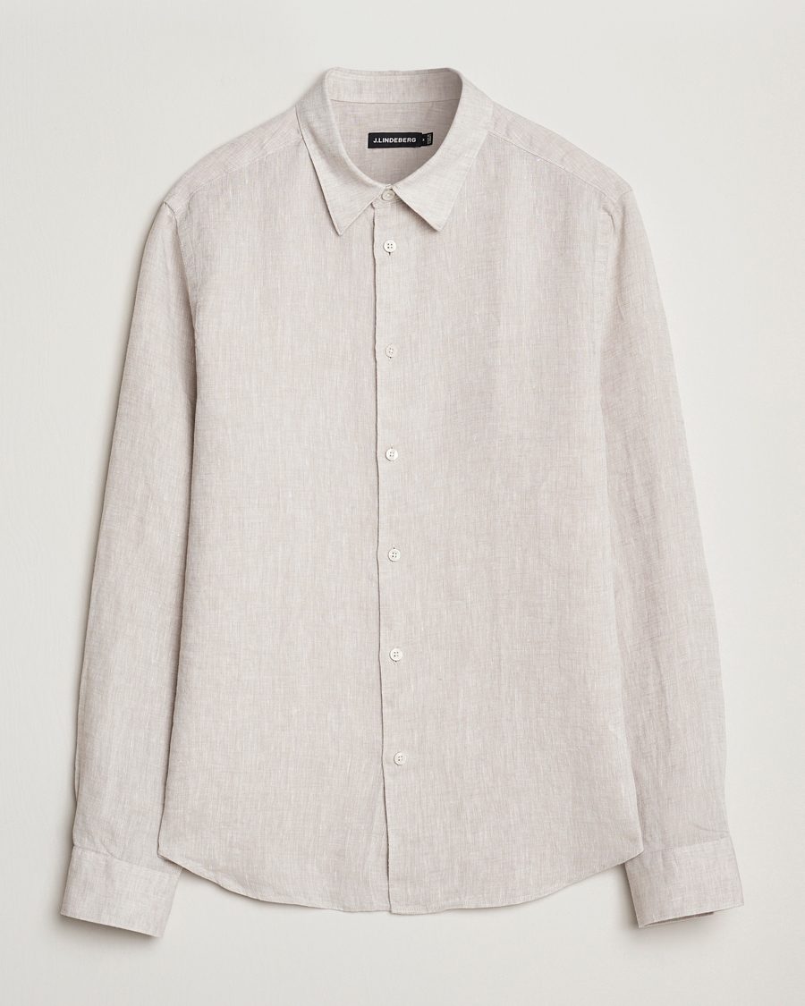 Herr | Skjortor | J.Lindeberg | Slim Linen Melange Shirt Moonbeam