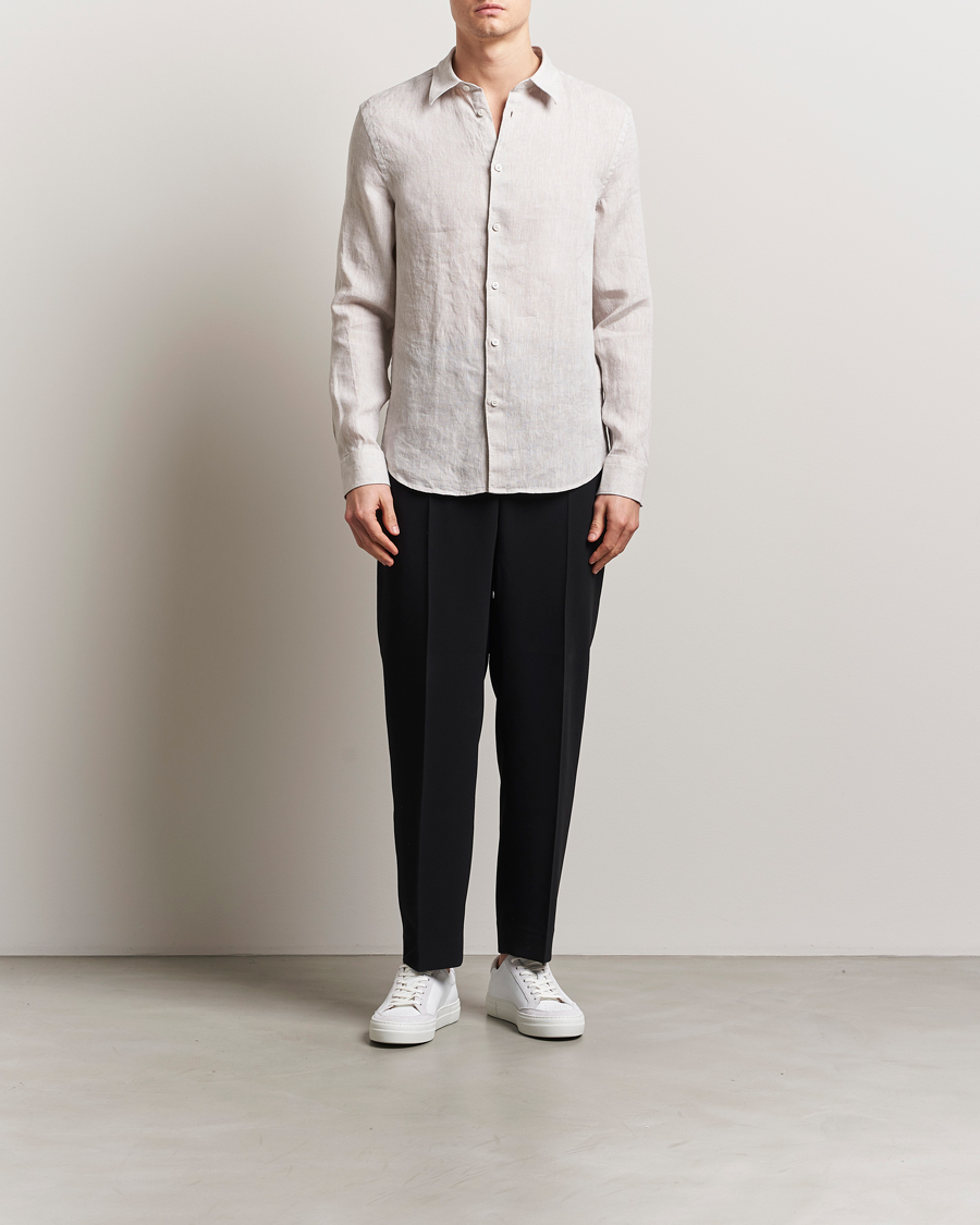 Herr | Skjortor | J.Lindeberg | Slim Linen Melange Shirt Moonbeam