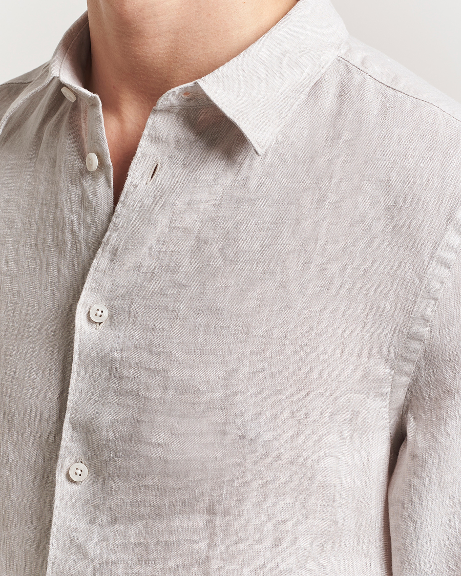 Herr | Skjortor | J.Lindeberg | Slim Linen Melange Shirt Moonbeam