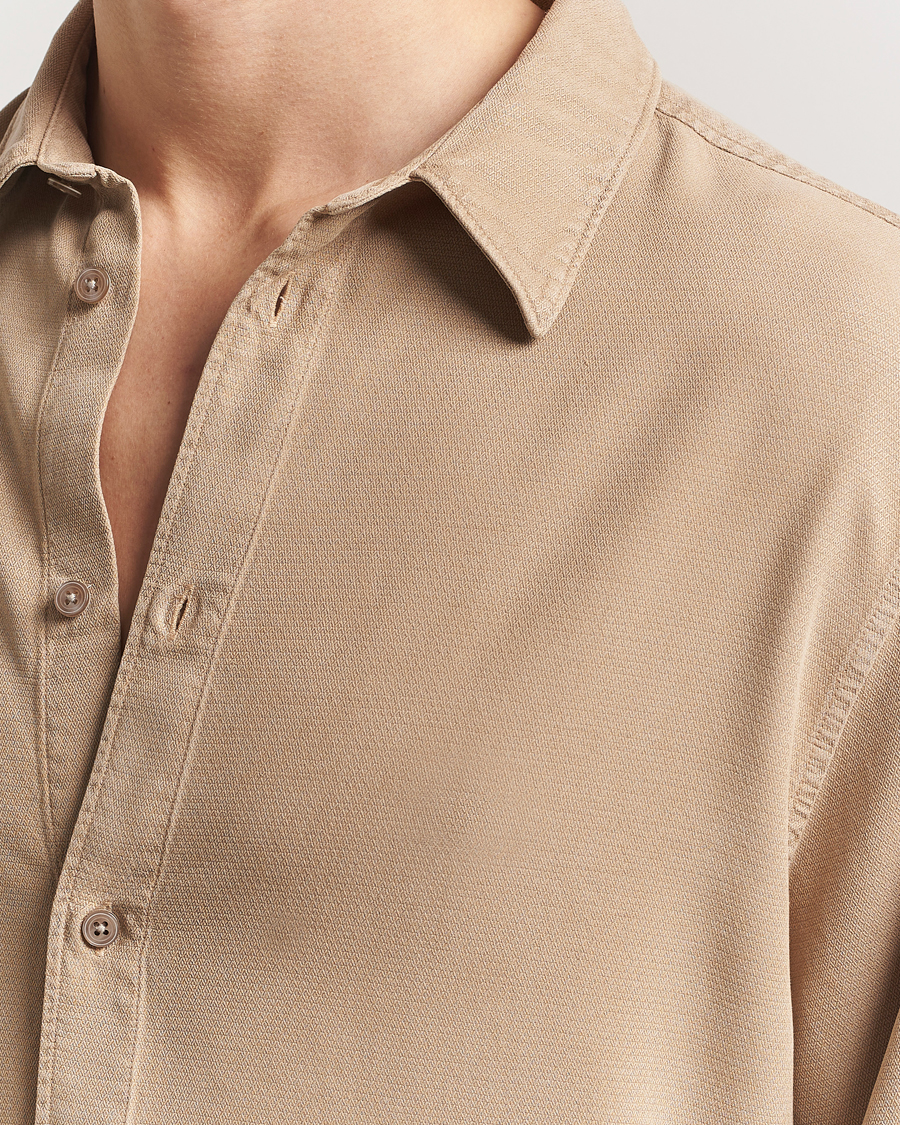 Herr | Skjortor | J.Lindeberg | Garment Dyed Structure Tencel Shirt Khaki