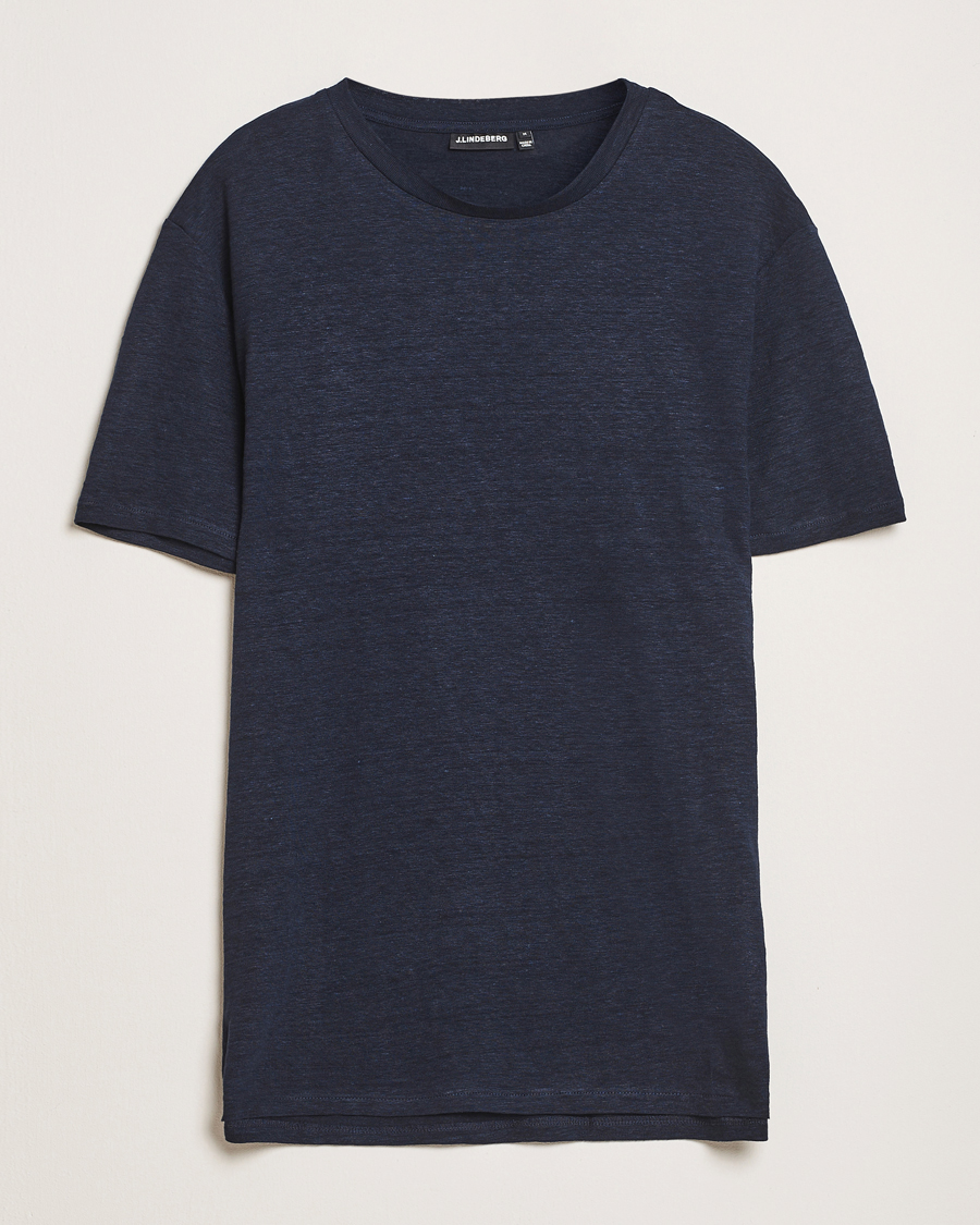 Herr | T-Shirts | J.Lindeberg | Coma Linen T-Shirt Navy