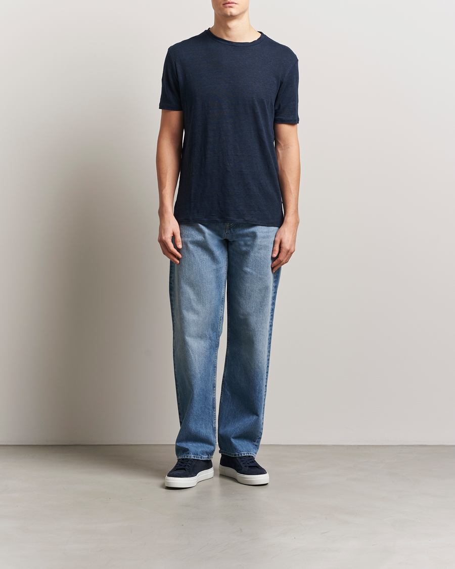 Herr | T-Shirts | J.Lindeberg | Coma Linen T-Shirt Navy