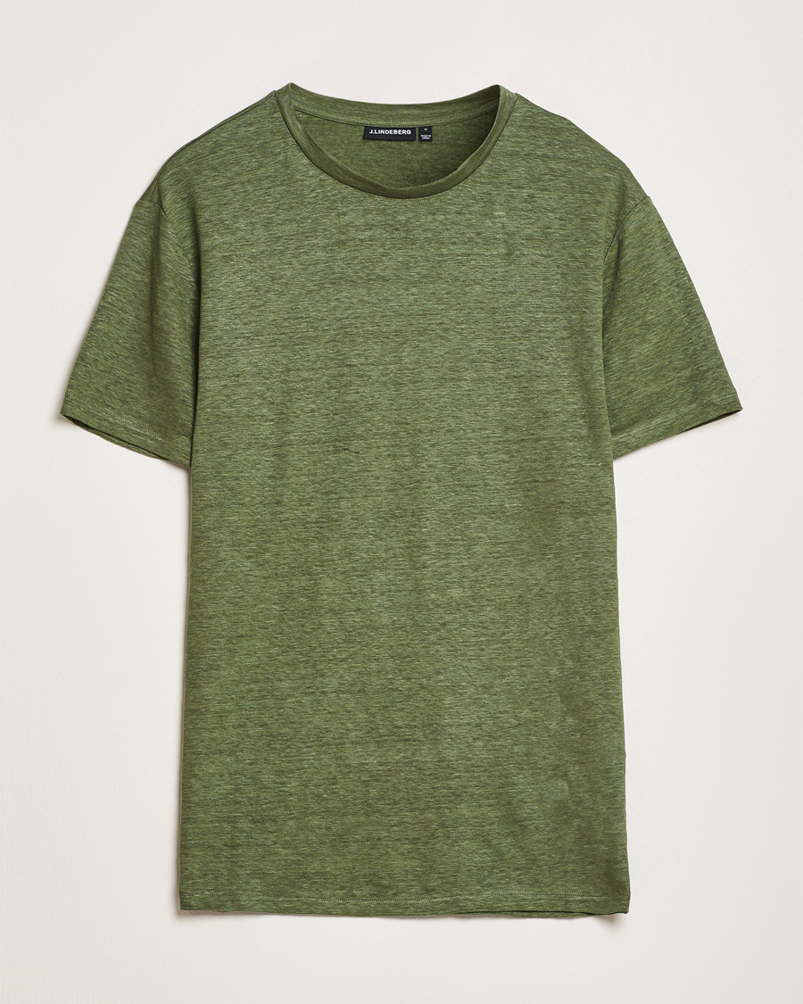 Herr | T-Shirts | J.Lindeberg | Coma Linen T-Shirt Olivinie