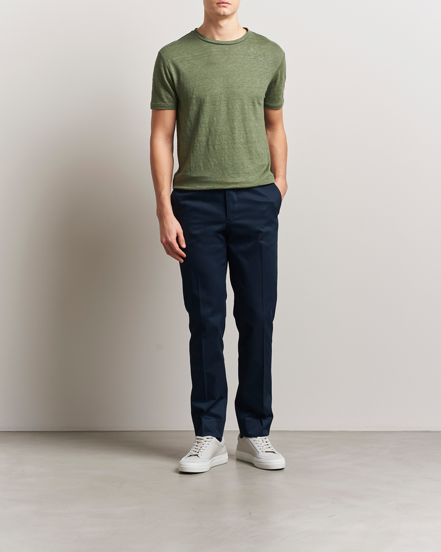 Herr | T-Shirts | J.Lindeberg | Coma Linen T-Shirt Olivinie