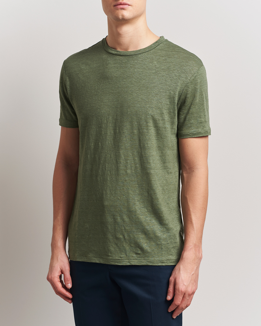 Herr | T-Shirts | J.Lindeberg | Coma Linen T-Shirt Olivinie