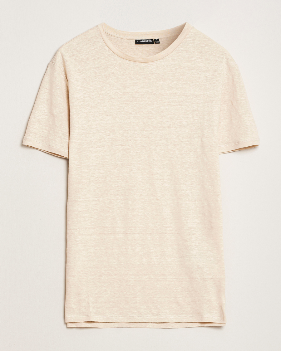 Herr | T-Shirts | J.Lindeberg | Coma Linen T-Shirt Moonbeam