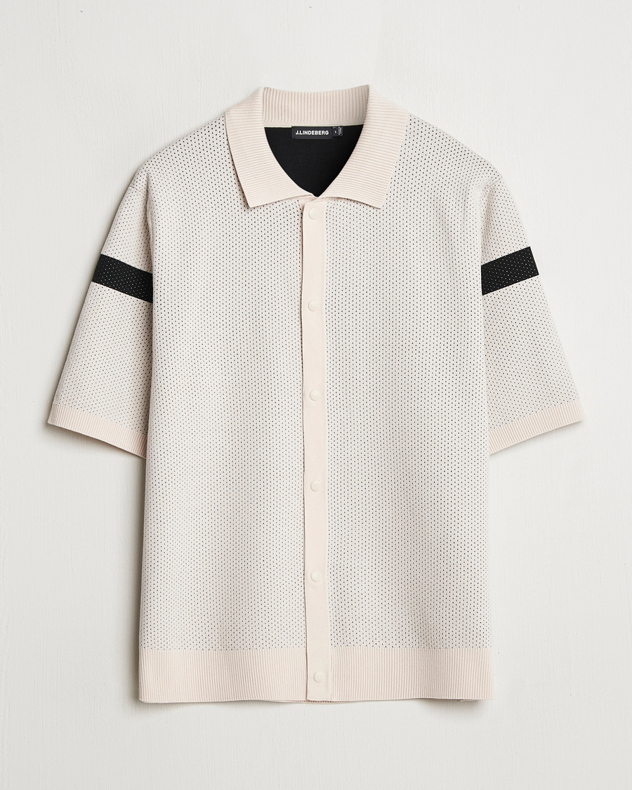 Herr | Skjortor | J.Lindeberg | Rayne Short Sleeve Knitted Shirt Moonbeam