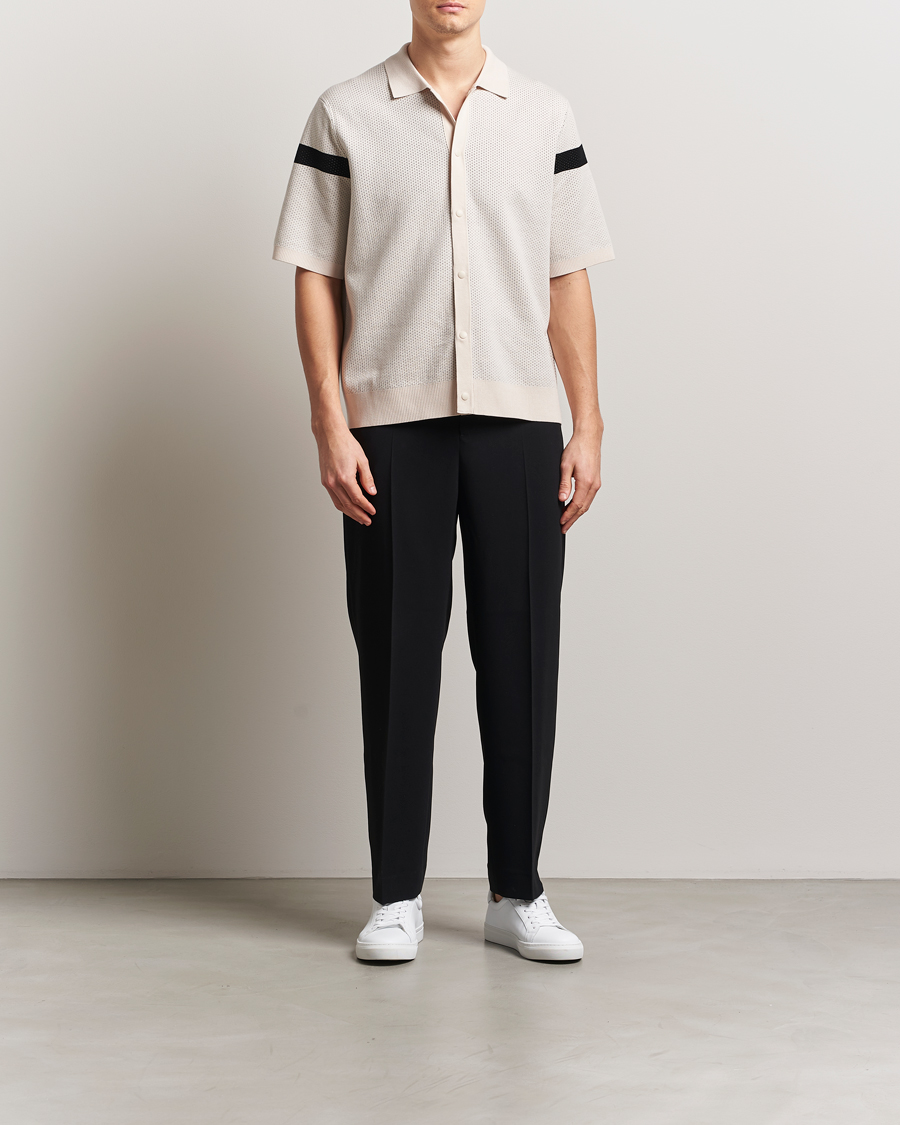 Herr | Skjortor | J.Lindeberg | Rayne Short Sleeve Knitted Shirt Moonbeam