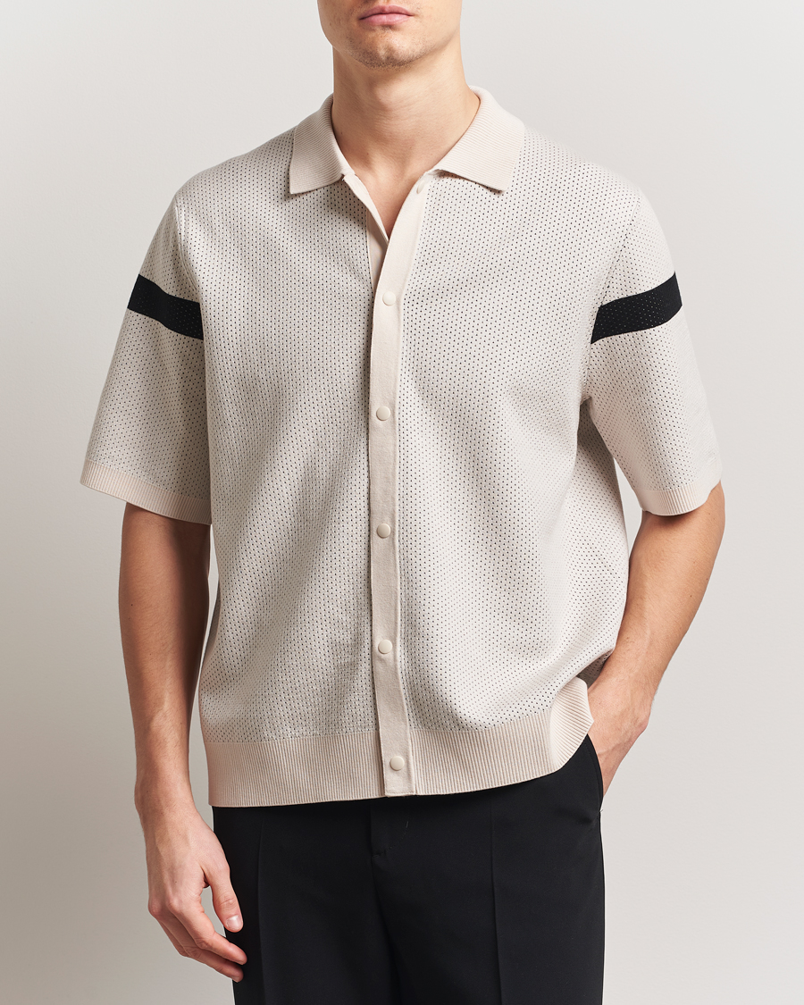 Herr | Skjortor | J.Lindeberg | Rayne Short Sleeve Knitted Shirt Moonbeam