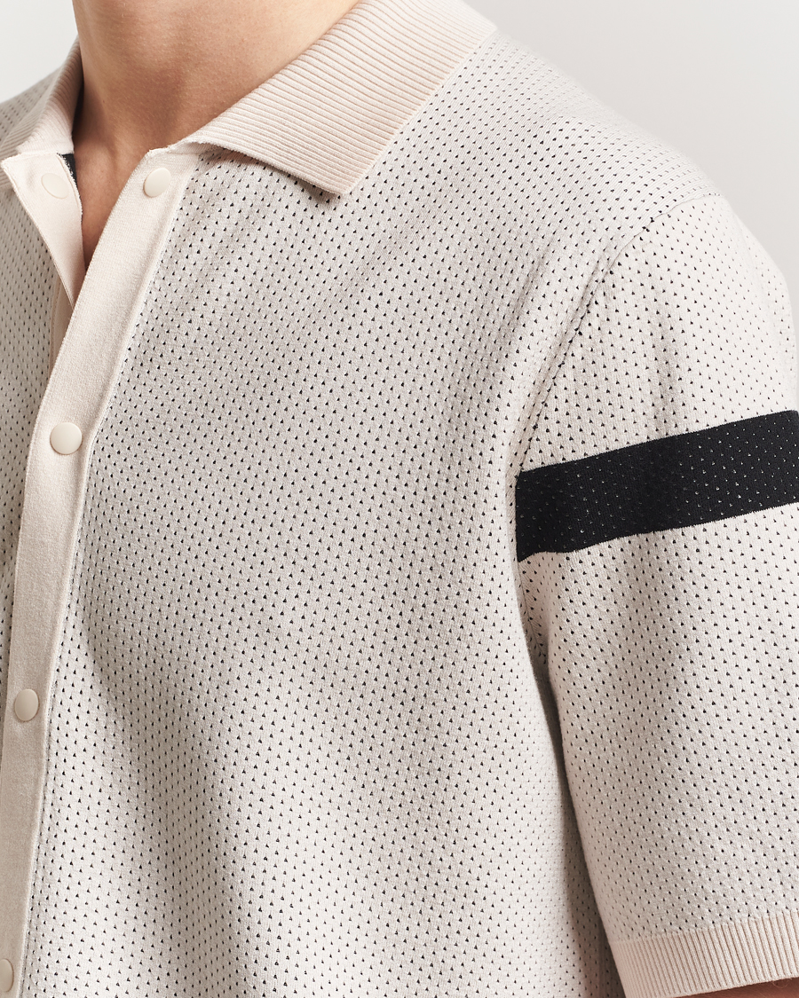 Herr | Skjortor | J.Lindeberg | Rayne Short Sleeve Knitted Shirt Moonbeam