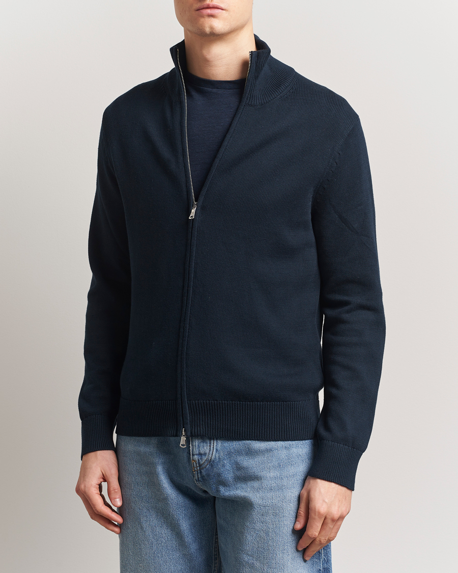 Herr | Tröjor | J.Lindeberg | Alexis Full Zip Cotton Cardigan Navy