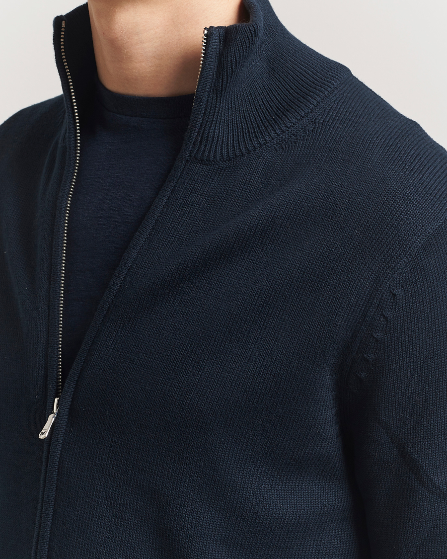 Herr | Tröjor | J.Lindeberg | Alexis Full Zip Cotton Cardigan Navy