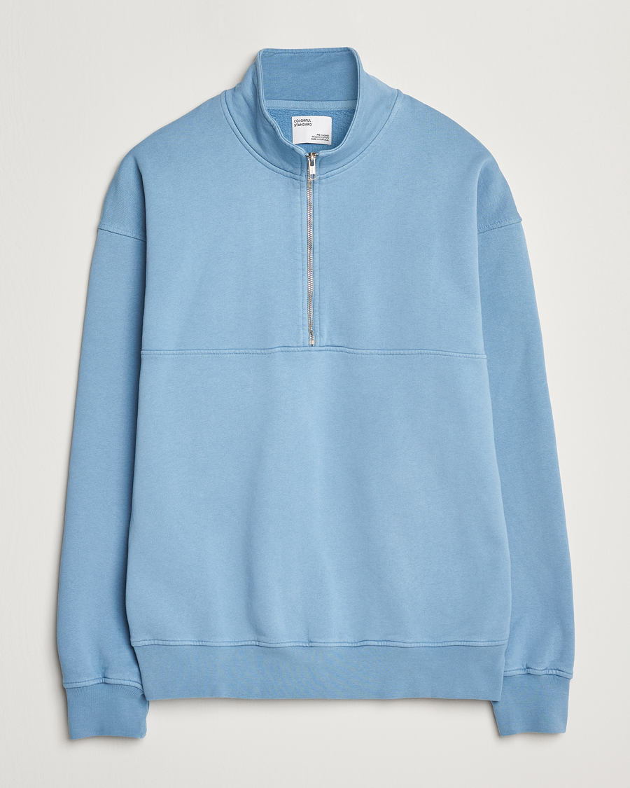 Herr | Tröjor | Colorful Standard | Classic Organic Half-Zip Seaside Blue
