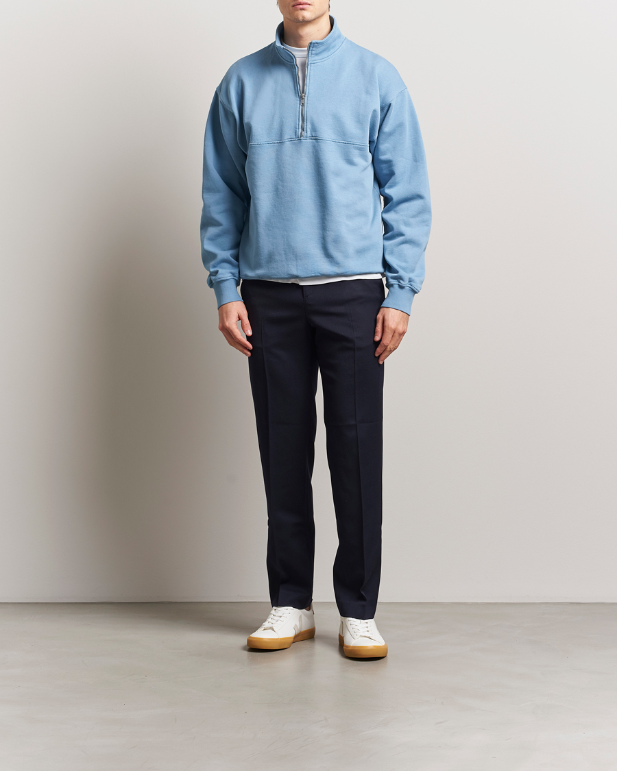 Herr | Tröjor | Colorful Standard | Classic Organic Half-Zip Seaside Blue