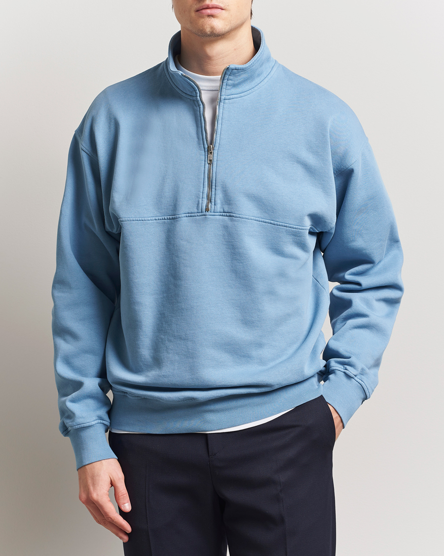 Herr | Tröjor | Colorful Standard | Classic Organic Half-Zip Seaside Blue